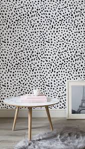 Black And White Polka Dot Wallpaper In Room Black White Dalmatian Print Wallpaper Mural Murals Wallpaper Wallpaper Living Room Print Wallpaper Pink Living Room