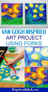 Paint A Stunning Van Gogh Masterpiece Using Forks Elementary Art Projects Homeschool Art Art Lessons Elementary