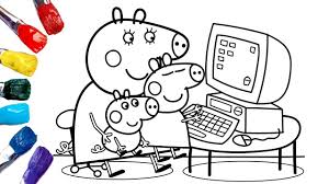 You can download, favorites, color online and print these mummy pig in the kitchen for free. Peppa Pig Coloring Pages Peppa Pig S Family Computer Mummy Pig At Work Youtube