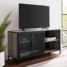 Rear door vented mesh door with small lock. Amazon Com Walker Edison Maison Industrial Metal Mesh Door For Tvs Up To 58 Inches 52 Inch Grey Wash Furniture Decor