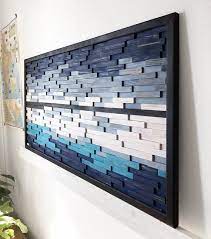 Wood Wall Art Ocean Nautical Decor Large Wall Art Ocean Blue Wall Art Wall Art Wall Sculpture Abstract 3d Art Wood Sculpture Wood Wall Art Wood Wall Art Diy Wood Wall