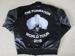 New Authentic Beyonce Formation World Tour Merch Orchid Black Bomber Jacket Sz S Tour Merch Black Bomber Jacket Dangerous Woman Tour Merch
