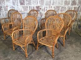 Set Of Eight Rattan Fan Back Dining Chairs Vintage Rattan Furniture Rattan Dining Chairs Chair