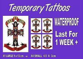 Mar 09, 2013 guns n' roses / zz top / rose tattoo : Guns N Roses Temporare Gesicht Korper Tattoos Aufkleber Band Hunger Nach Zerstorung Ebay
