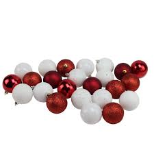 A subtle wood grain pattern may appear through the white or light areas of choose from five ribbon colors: Northlight Candy Cane Red And White Shatterproof 4 Finish Christmas Ball Ornaments 24 Count 32280573 The Home Depot