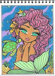Drawings fantasy art colouring pages artist artwork hannah lynn mixed media canvas jasmine becket griffith shopkins art. Here S Some More Hannah Lynn Art Alana From Maui Mermaids Vol 2 Done In Black Widows Adultcoloring