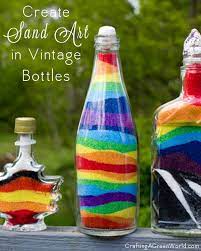 One Of My Children S Favorite Projects To Do With These Vintage Bottles Is The Age Old Craft Of Sand Art Sand Art Bottles Coke Bottle Crafts Diy Bottle Crafts
