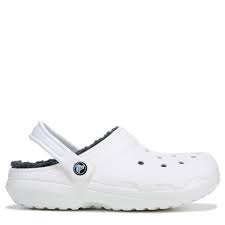 Crocs Women S Classic Lined Clog Shoes White Grey Lined Crocs Crocs Shoes