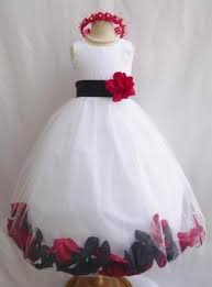 Rose Petal Dress Combination Black And Red Custom Colors Red Flower Girl Dresses Rose Petal Dress Red Flower Girl