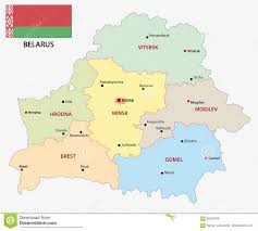 Białoruś od północy graniczy z łotwą, a od wschodu i północnego wschodu z rosją. Mapa Administrativo Y Politico De Bielorrusia Con La Bandera Ilustracion Del Vector Ilustracion De Digital Simple 85328788