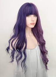 12 packs full head two tone marley braids hair 20inch black purple ombre synthetic hair extensions kinky twist braiding free shipping. Two Tone Purple Wavy Synthetic Wig Ns202 Wig Is Fashion
