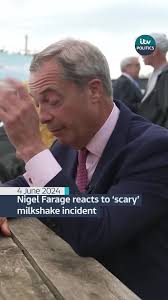 Nigel Farage describes “frightening” moment milkshake was thrown at him