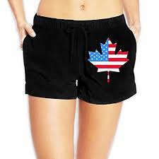 American Flag Canada Maple Leaf Womens Lightweight Board Beach Shorts Quick Dry Beachwear With Pockets Beach Shorts Beachwear Women
