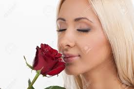 Sentir Une Fleur. Portrait De Belles Jeunes Femmes, Une Odeur De Rose Tout  En Isolé Sur Blanc Banque D'Images et Photos Libres De Droits. Image  23696697