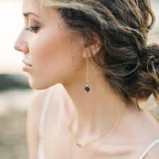 Dainty Light Blue Earrings, Blue Lace Agate Threader Earrings, Bridesmaid  Gift, Raw Gemstone Jewelry, Agate Drop Earrings, Threaders, TH-N