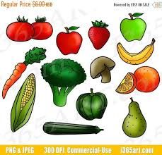 Buy 3 Get 1 Free Fruits And Vegetables Clipart Fruit Clip Etsy Group Meals Healthy Food Pictures Colorful Fruit
