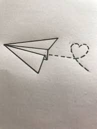 Flying Paper Plane Cool Things To Draw Heart Shaped On The Side On White Background Easy Drawings Simple Doodles Cute Easy Drawings