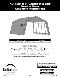 Shelterlogic 62790 Operating Instructions Manualzz