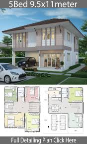 House Design Plan 9 5x11m With 5 Bedrooms Home Design With Plansearch Bungalow House Plans House Construction Plan House Plans