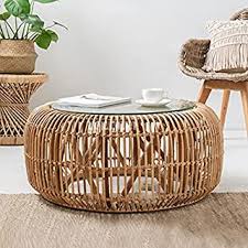 Bamboo coffee table with wicker top, painted with white eggshell paint. Amazon Co Uk Coffee Tables Rattan Coffee Tables Tables Home Kitchen