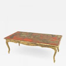 French coffee table of the 20th century. French Louis Xv Red Lacquered Chinoiserie Coffee Table