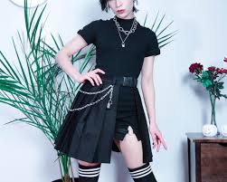 Grunge fairycore crochet cami & medieval inspired skirt set. Goth Skirt Grunge Pleated Tennis Skirt Etsy
