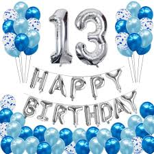 Here are great birthday party ideas during covid. 13th Birthday Decorations For Boys Girls Happy Birthday Party Supplies Kit For 13 Years Old Teenager With Happy Birthday Banner Huge Silver Number 13 And Blue Confetti Balloons Walmart Com Walmart Com