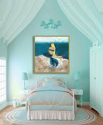 Check out our ocean themed bedroom selection for the very best in unique or custom, handmade pieces from our digital prints shops. Mermaid Nursery Decor Mermaid Watercolor Blonde Mermaid Etsy In 2021 Beach Themed Bedroom Girl Room Mermaid Nursery Decor