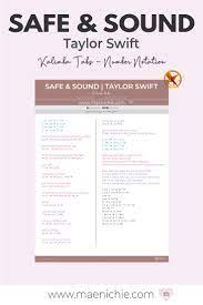 Easy 17 Key Kalimba Tabs Safe Sound By Taylor Swift Number And Letter Notation Taylor Swift Taylor Swift Number Notations