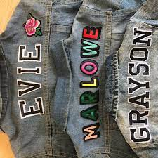 Custom Made Personalised Denim Jacket Embellished Denim Jacket Diy Denim Jacket Denim Jacket Patches