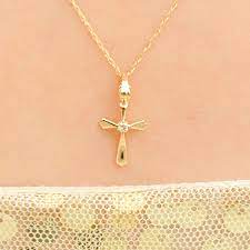 Beadifulbaby Little Girl S Gorgeous Heirloom Diamond Cross Necklace 14k Yellow Gold Cross With 2 Point Genuin Girls Cross Necklace Cross Necklace Necklace