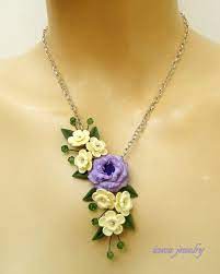 Flower Jewelry Lilac Jewelry Romantic Jewelry By Insoujewelry Polymer Clay Jewelry Polymer Clay Necklace Clay Jewelry