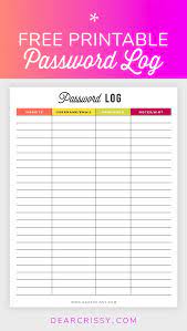 Free Printable Password Log Organize Your Life Printables Printable Password Log Free Printables Organization Password Printable