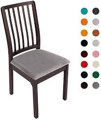 Soft Velvet Dining Room Chair Seat Covers Stretch Fitted Dinning Upholstered Chair Seat Cu Seat Covers For Chairs Velvet Dining Room Chairs Washable Furniture