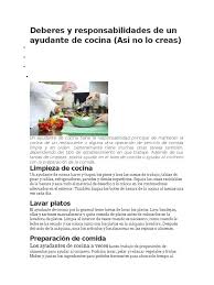 Encuentra los mejores empleos en turismo y hostelería. Deberes Y Responsabilidades De Un Ayudante De Cocina