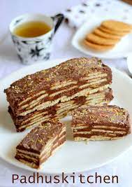 No Bake Biscuit Pudding Marie Biscuit Pudding Biscuit Cake Easy Dessert Recipe Padhuskitchen Biscuit Cake Biscuit Pudding Easy Desserts