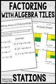 Factoring With Algebra Tiles Polynomials Maths Activities Middle School Algebra