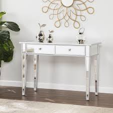 Southern Enterprises Illusions Collection Mirrored Console Table Desk Walmart Com Mirrored Console Table Hall Console Table Mirrored Sofa Table
