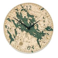 Wood Chart Lake Winnipesaukee Wall Clock