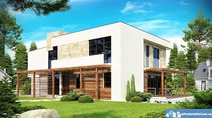 It comes with a living room, four bedrooms, a dining room and kitchen, and three toilet and baths. Two Story Modern House Plans