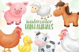 Farm animals dog pet cat background nature lion forest animals. Watercolor Farm Animals Clipart Cute Watercolour Farm Animal Etsy
