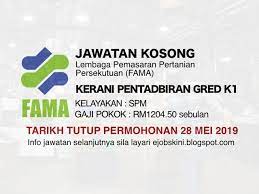 Kerani pentadbiran (operator) gred k1 2. Jawatan Kosong Kerani Pentadbiran Gred K1 Di Fama Tarikh Tutup 28 Mei 2019