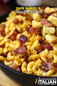 Jack Daniel S Mac And Cheese Recipe Loaded With Hickory Smoked Peppered Bacon Tons Of Ooey Gooey Smoky Cheese And A Selectio Recipes Food Bacon Mac And Cheese