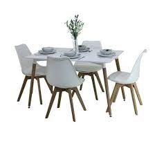 Ensemble Salle A Manger Moderne Lorenzo Table Blanche 4 Chaises Blanches Design Scandinave Table A Manger Moderne Salle A Manger Moderne Chaises Blanches