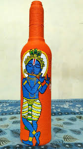 Bottle Painting Lord Krishna Bottle Painting Diy Bottle Crafts Plastic Bottle Art