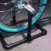 All you need is a special stand that converts your bicycle into a stationary bike trainer. 1
