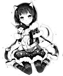 Share the best gifs now >>>. Download Anime Wolf Girl Black And White Png Image With No Background Pngkey Com