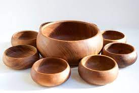 Reserved For Suanne Sale Vintage Teak Salad Bowl Set Of 9 By Goodwood Salad Bowls Set Bowl Set Salad Bowls