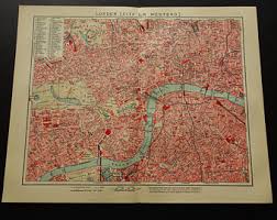 1898 rare antique london city map street map of london england | etsy. Antique London Map Etsy