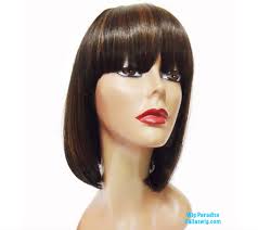 Premium Synthetic Straight Bob Style With Bangs off Black With Auburn  Highlights Naomi Cleopatra Wig